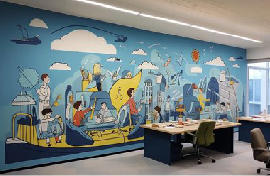 博爱办公室墙绘的特点。