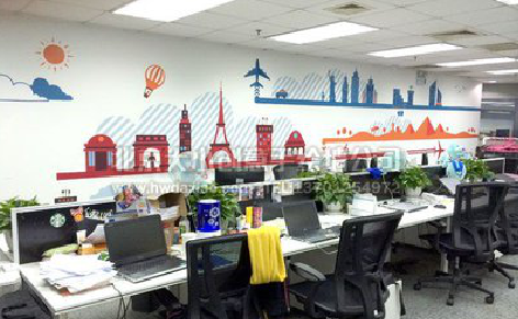 博爱教你设计办公室墙绘的方法。