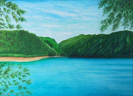 博爱在墙绘中,如何绘画绿水青山?