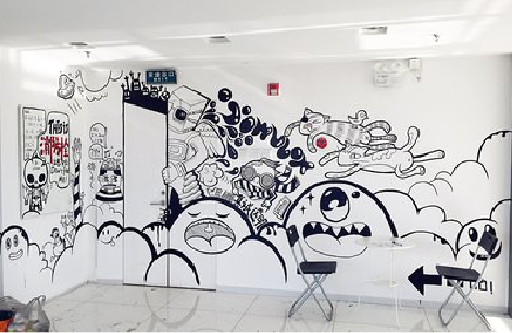 博爱手绘墙并非传统涂鸦。